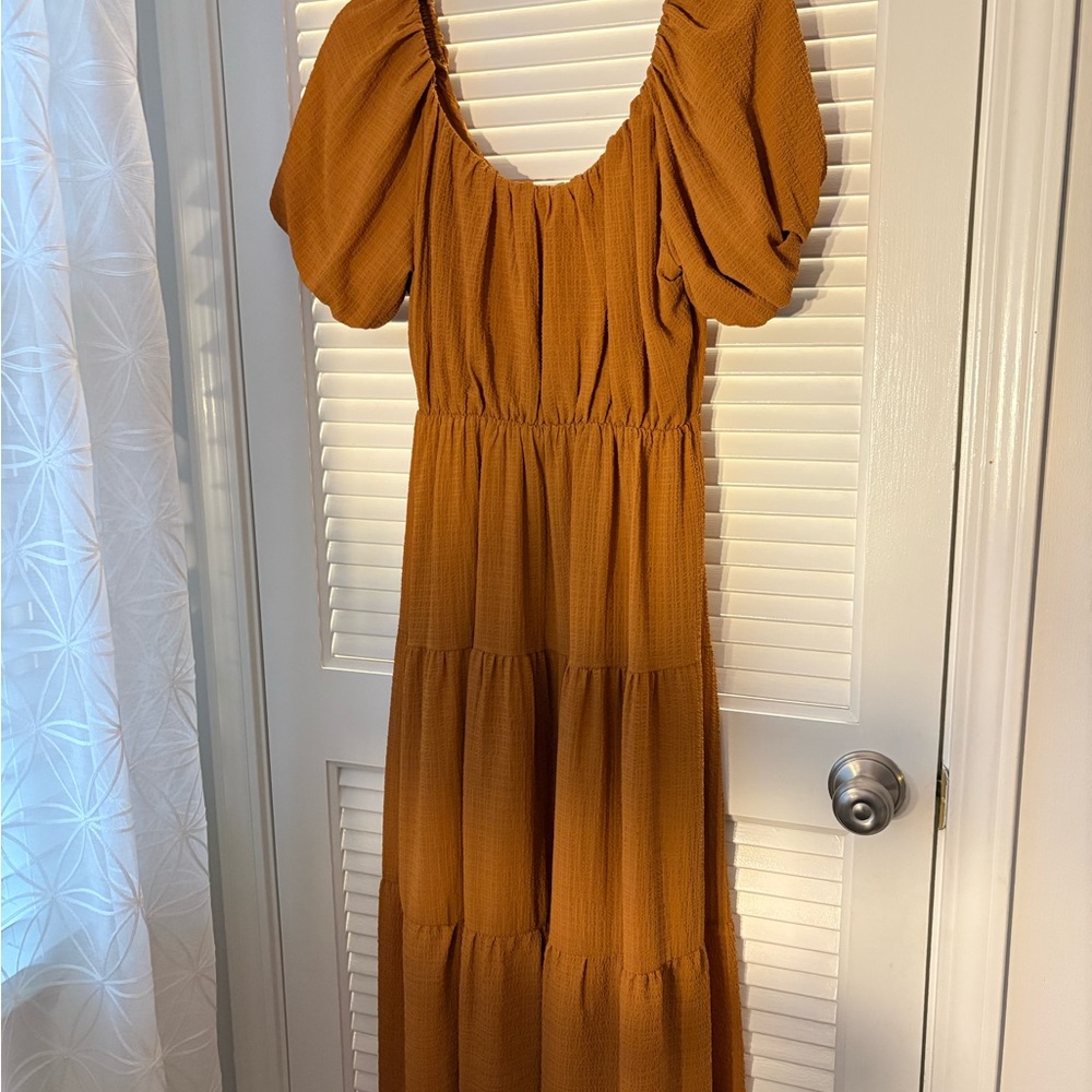 Astr Terracotta Long Sleeve Dress